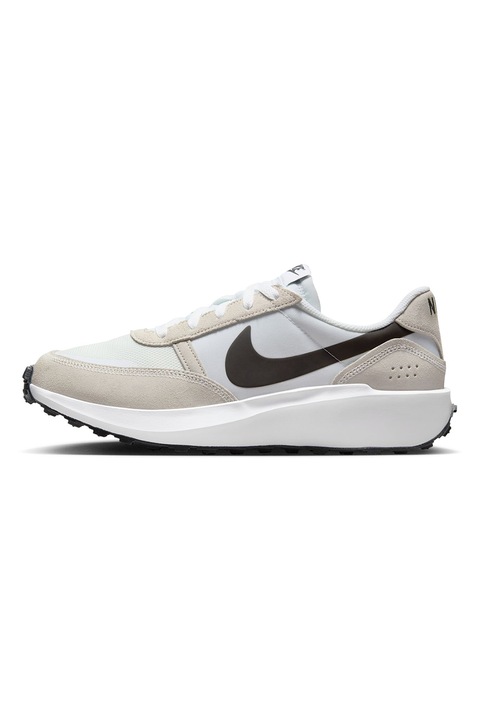 Nike, Pantofi sport cu detalii din piele intoarsa Waffle Nav, Alb/Grej
