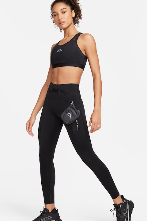 Nike, Скъсен клин Trailg Go за бягане с Dri Fit, Черен