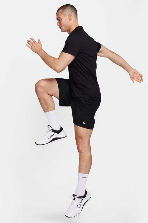 Nike, Pantaloni scurti cu talie medie si snur pentru baseball, Negru
