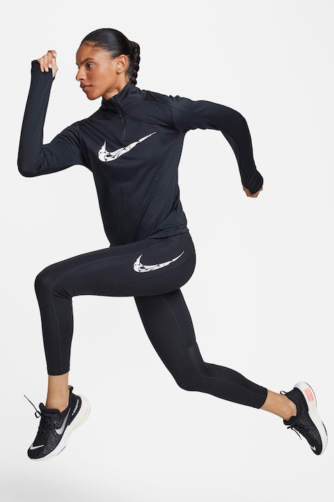 Nike, Клин Fast с Dri-FIT и лого, за бягане, Черен