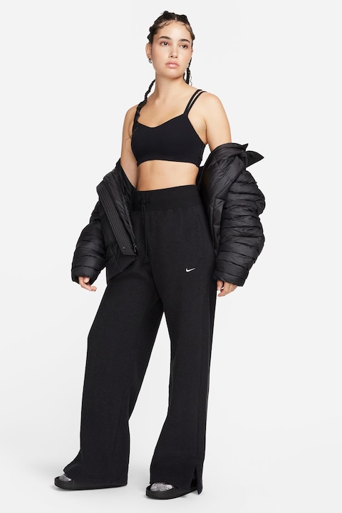 Nike, Панталон Phoenix Plush с висока талия и широк крачол, Черен