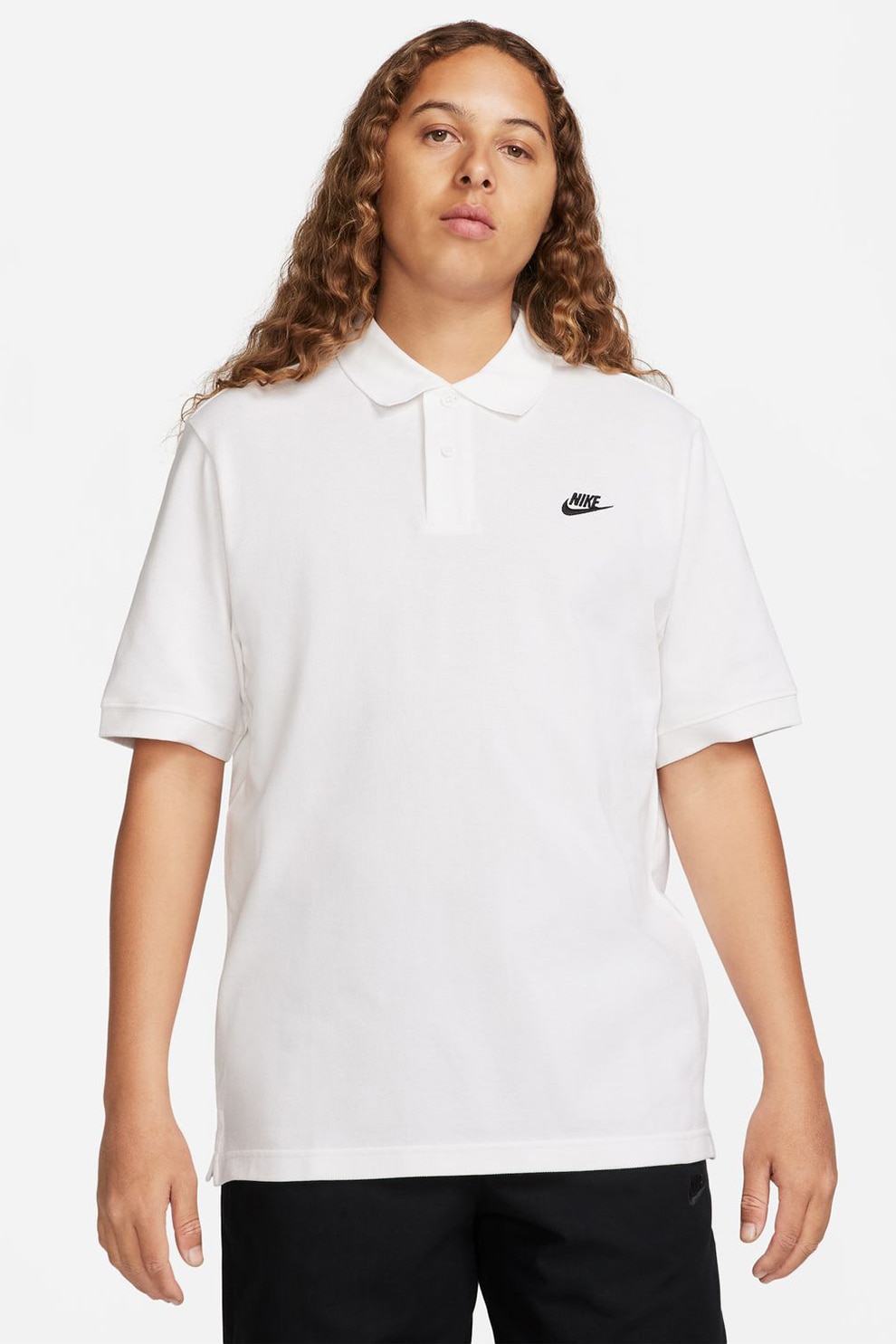 Nike, Tricou polo din material pique cu logo, Alb optic, L