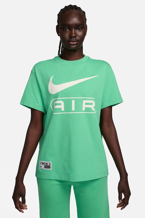 Nike, Тениска Air с овално деколте, Бял/Зелен