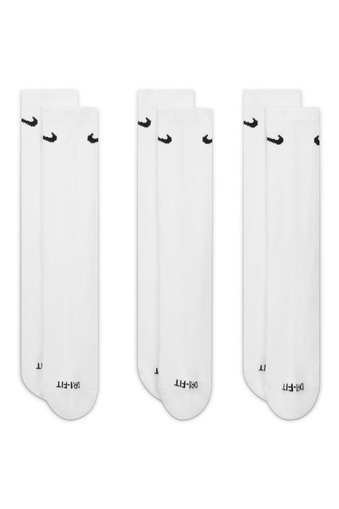 Nike, Унисекс фитнес чорапи Everyday Plus - 3 чифта, Бял