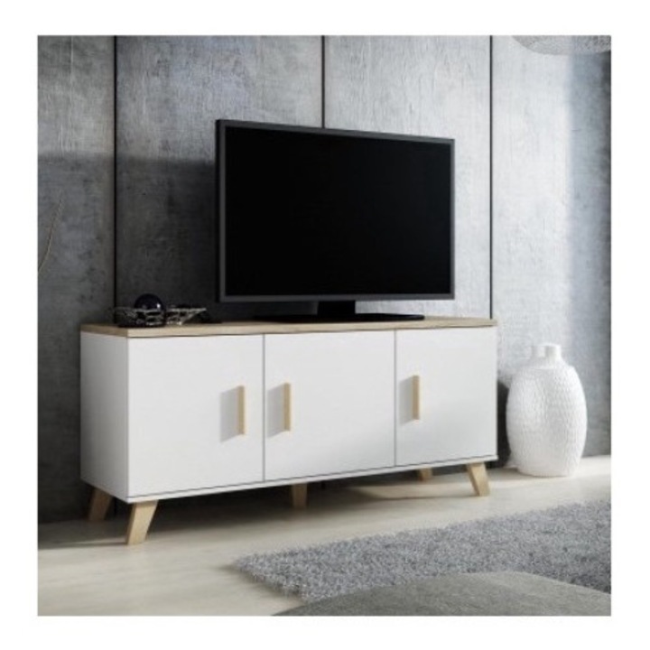 Komód LOTTA 150 3D, Cama Meble, PAL, 69 x 150 cm, fehér/barna