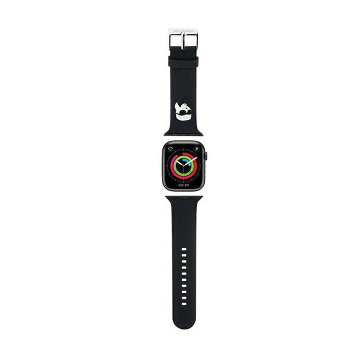 Karl Lagerfeld 3D Rubber Karl Head NFT - okosóraszíj Apple Watch 38/40/41 mm fekete