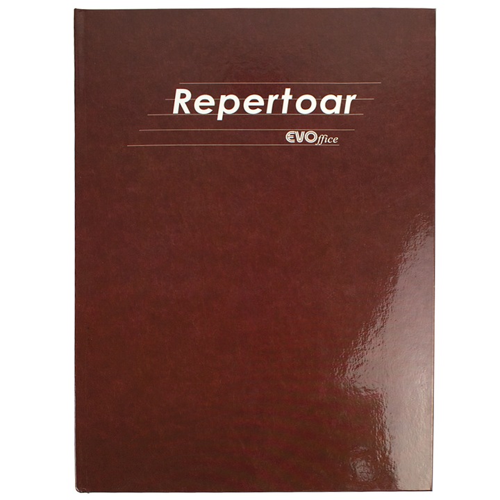 Registru repertoar cartonat, EvOffice, premium Lux, coperta maro, dictando A4, portret 200 pagini