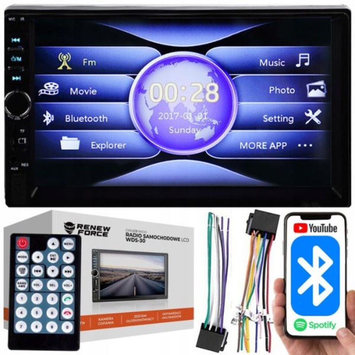Автомобилна мултимедия със 7" LCD сензорен дисплей, Welora®, 24 V захранване, TF слот за карта, Видео резолюция 1080 p, Шум 65 dB, 6 аудио формата и над 16 видео, MOSFET50 WX 4 усилвател, Дистанционно управление включено, Размери 17,8 x 10 см, черен