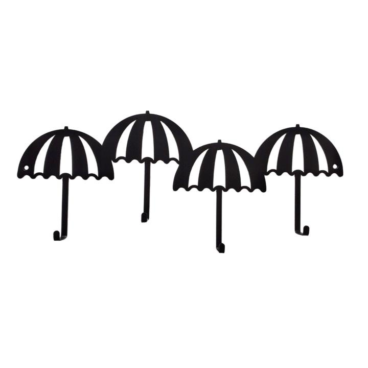 Fali akasztó, Fém, 17x39 cm, Fekete