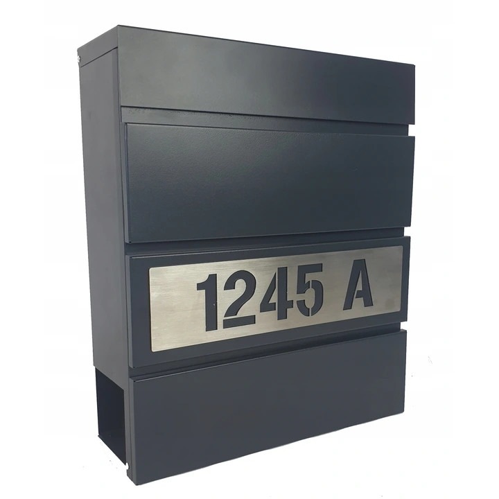 Postafiók, fém, fekete