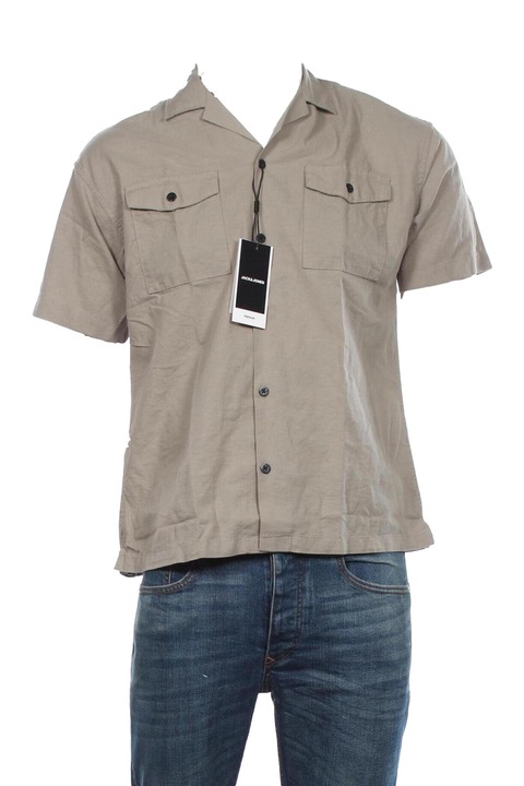 Мъжка риза Jack & Jones Wafer, Сребрист, S EU
