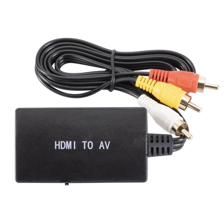 Cablu convertor 1m HDMI tata la AV / RCA ce suporta intrare 4K si iesire 1080P, JENUOS®, Versatil, Cu cip, Negru