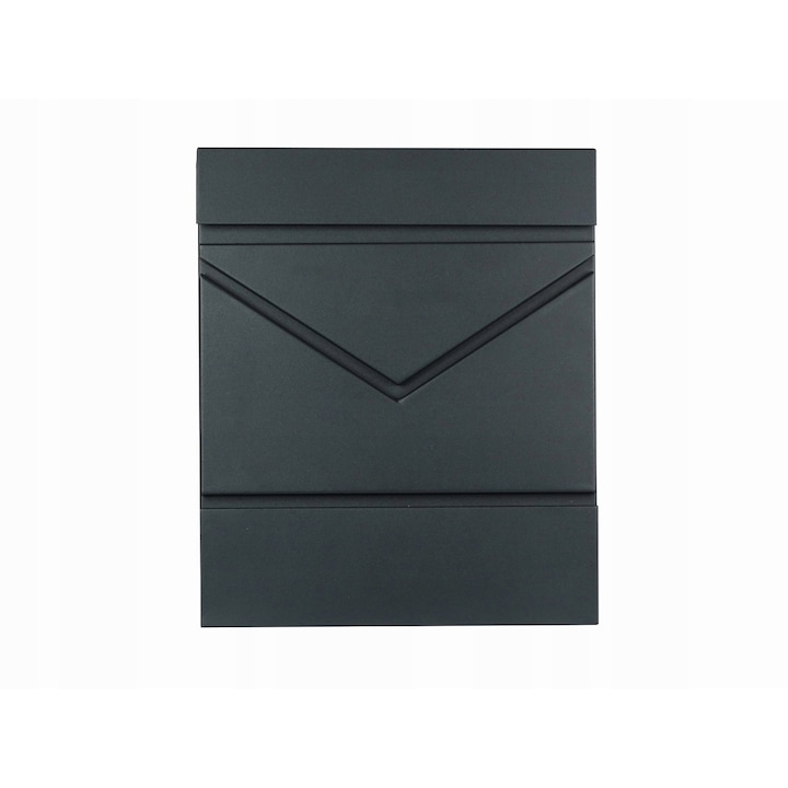 Пощенска кутия, Поцинкована стомана, 30,5x37x11 см, Модел плик, Черен
