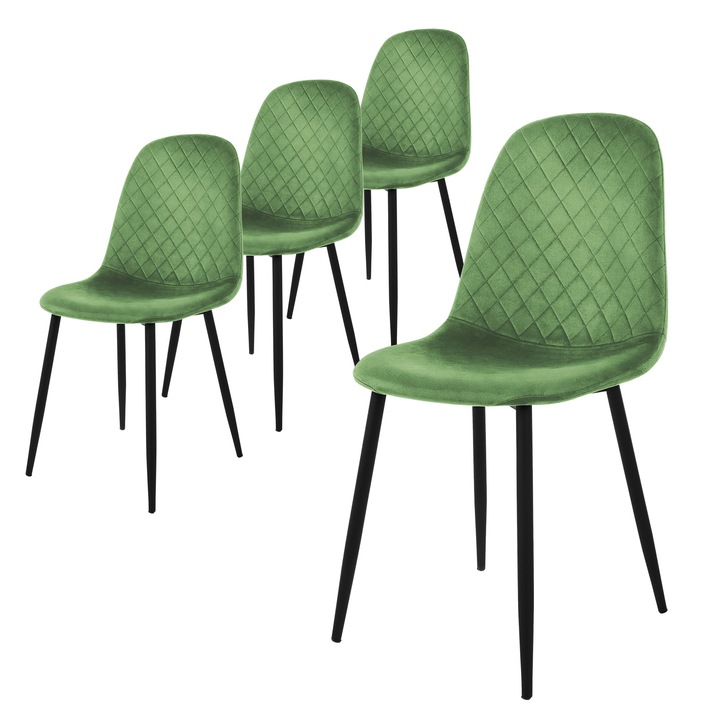 Комплект от 4 стола за трапезария, ML-Design, градински чай, кадифе, 44 x 51 x 89 см, модерен дизайн, лесно и бързо сглобяване