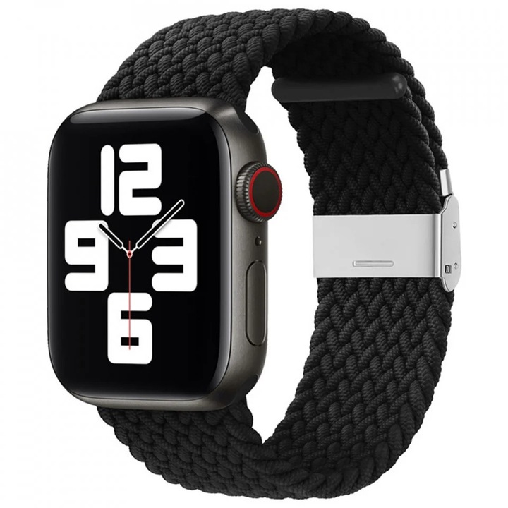 Apple Watch Band 1/2/3/4/5/6/7/8/9/SE/SE 2/Ultra/Ultra 2 (42/44/45/49mm) - Techsuit óraszíj (W032) - Fekete
