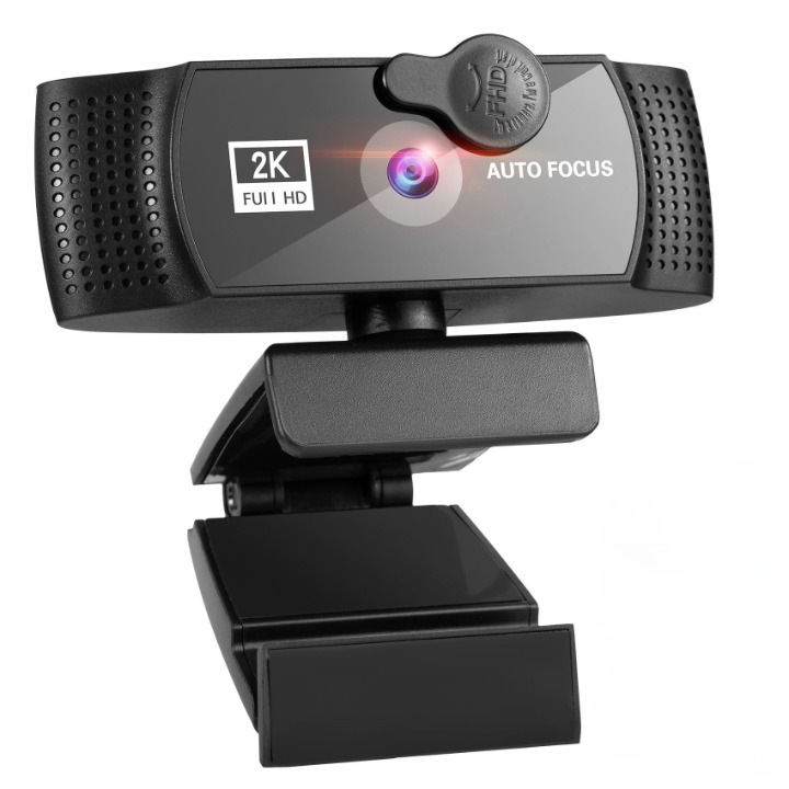 Уеб камера, IMODIX, 2K Full HD, двоен микрофон с намаляване на фоновия шум, автофокус, 120° ъгъл на снимане, статив, черен