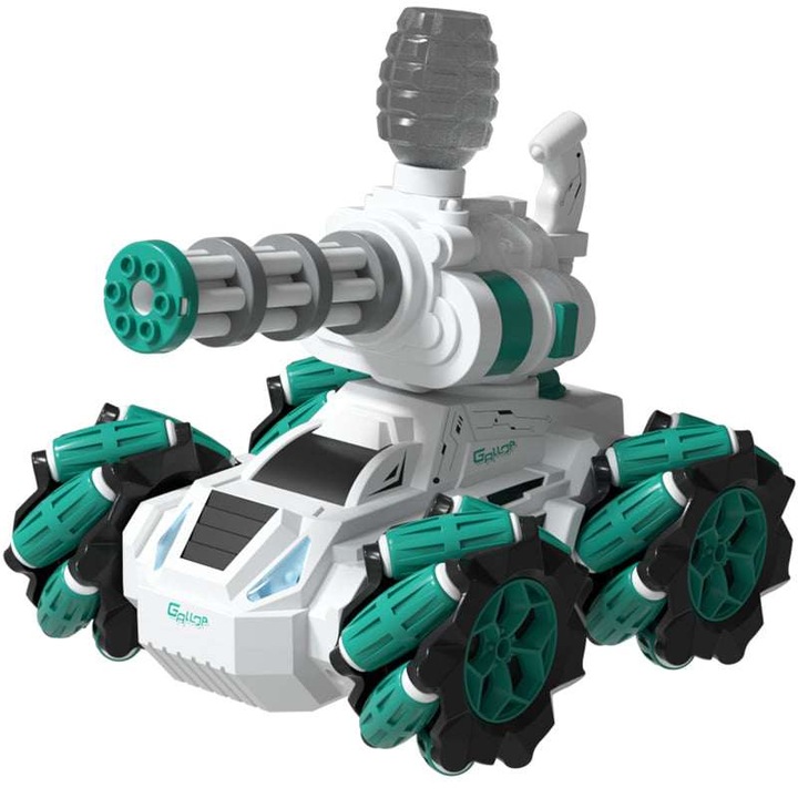 Masinuta Tanc cu telecomanda, bratara, bile apa, lumini, muzica 2, 4 ghz, alb