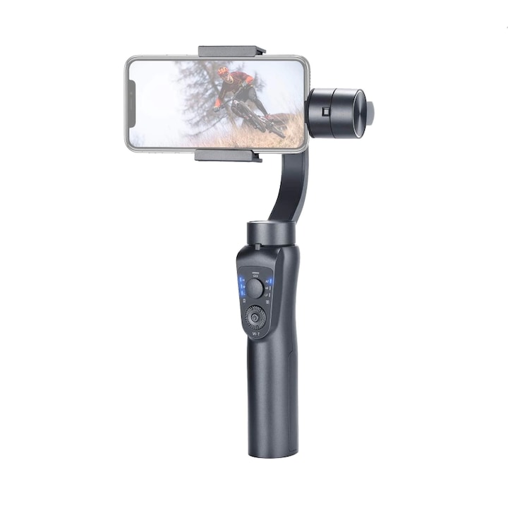 Стабилизатор на изображението, Gimbal S5B за 6-инчови телефони или GoPro камери, 3-осна стабилизация, 4000 mAh батерия, черен