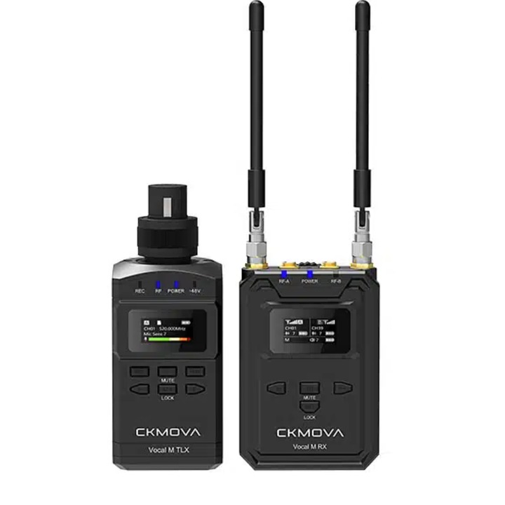 Set de emitator si receptor XLR microfon fara fir UHF CKMOVA Vocal M V3 cu doua canale profesionale