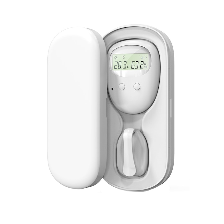 Dispozitiv de alarma cu sunet si vibratii pentru incontinenta urinara, BOMSTOM, Enurezis nocturn, Senzor de umiditate, Wireless, Reincarcabil, Afisaj LED, alb