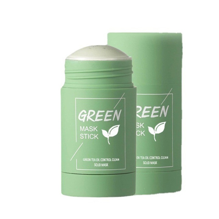 SEOMOU Green Mask Stick Mask за лице, екстракт от зелен чай и бяла глина, 100% органичен, пречистваща, против акне и черни точки, дълбоко почистване и хидратация, 40 гр, зелена