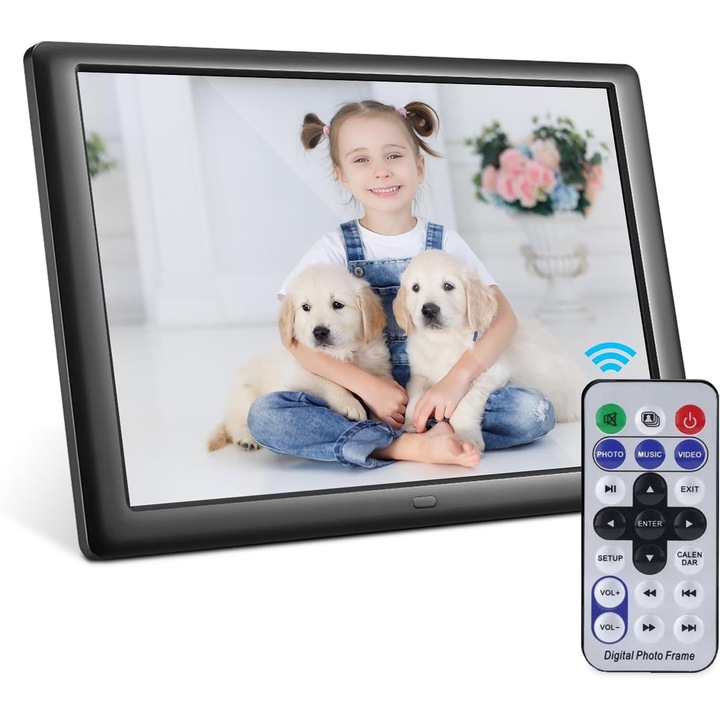 Дигитална фоторамка, Dytimeem, E321, електронен албум, 10,1 инча, 1280x800 IPS, MP3/MP4 плейър, календар, будилник, снимки/видео, високоговорител, жак 3,5 мм, USB слот, SD карта, черен