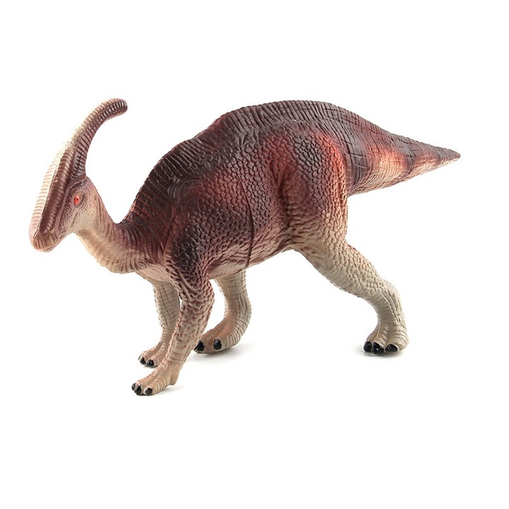 Parasaurolophus dinoszaurusz figura, Jormftte, PVC, barna/piros