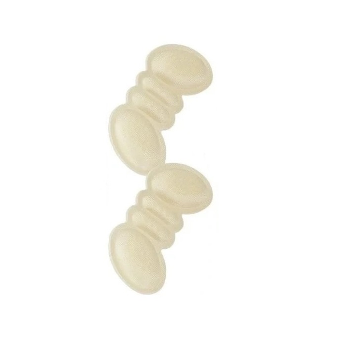 Set 2 branturi adezive pentru calcaie, spuma si poliester, 9.5 x 4 cm, grosime 6 mm, crem