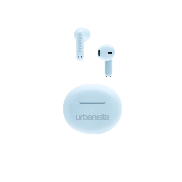 Urbanista Austin vezeték nélküli fülhallgató, True Wireless, Bluetooth 5.3, mikrofon, érintésvezérlés, IPX4, lejátszás akár 5 óra, USB-C töltés, kék