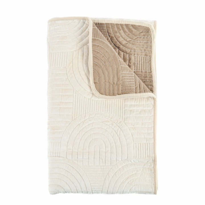 Cuvertura Canapea, Naimeed D4901L, 70x240cm, pufoasa, poliester, matlasata, Crem