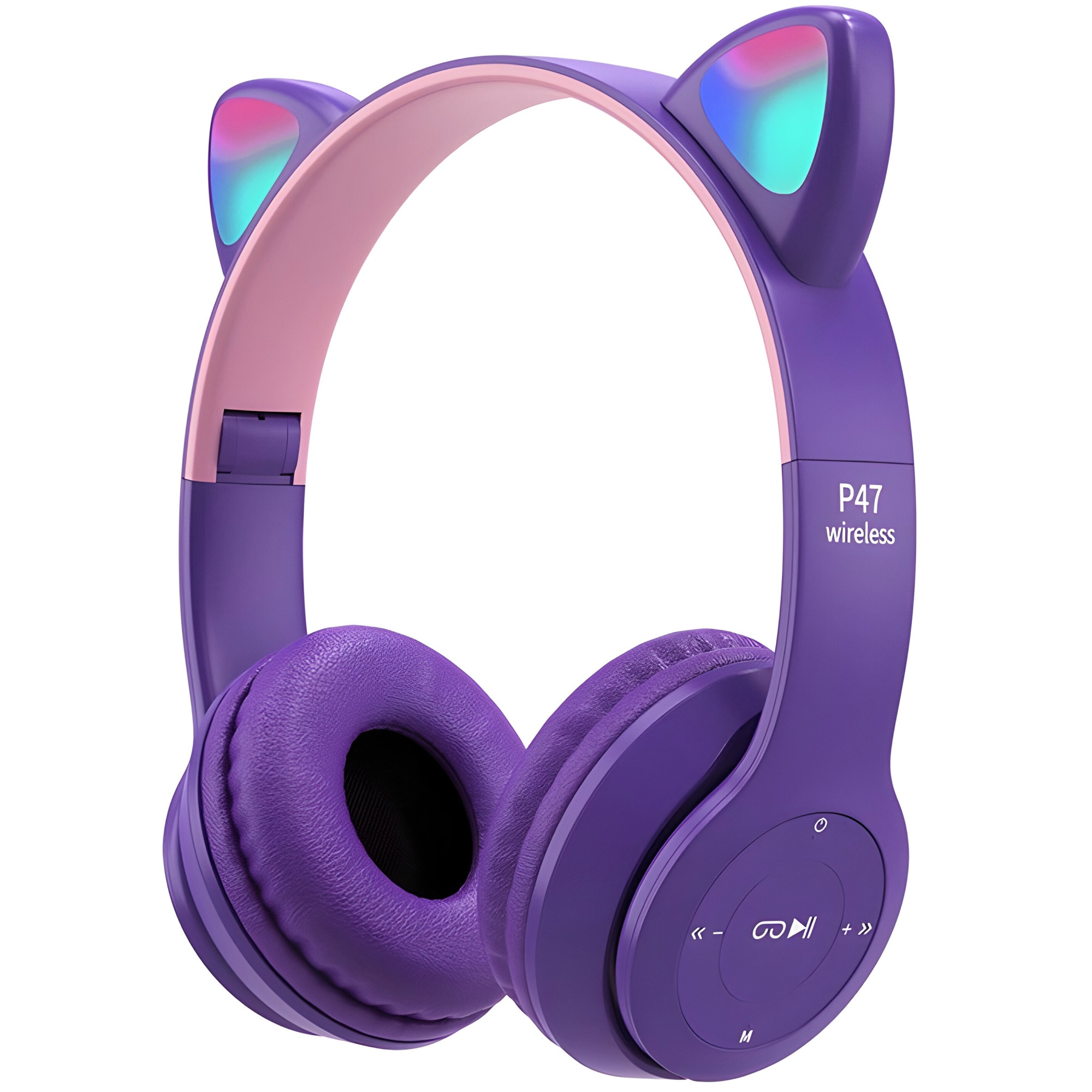 Cat Ear vezeték nélküli fejhallgató RGB LED-del, Bluetooth 5.0 EDR ...