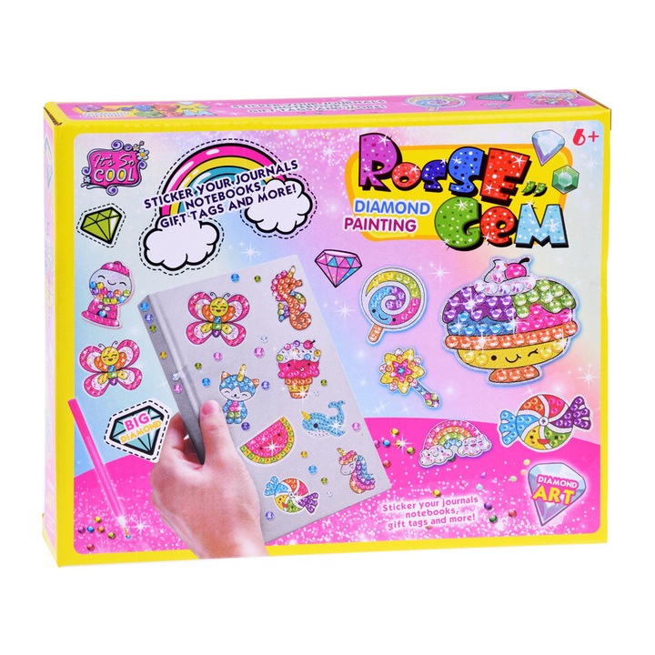 Set de pictura cu diamante, Ramiz, 12 forme, Multicolor