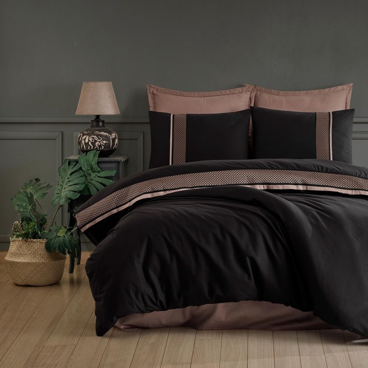 Francia ágynemű jacquard szegéllyel, 100% ranforce pamut, 240x260 cm, 4 db, Ralex Pucioasa, Tulkas