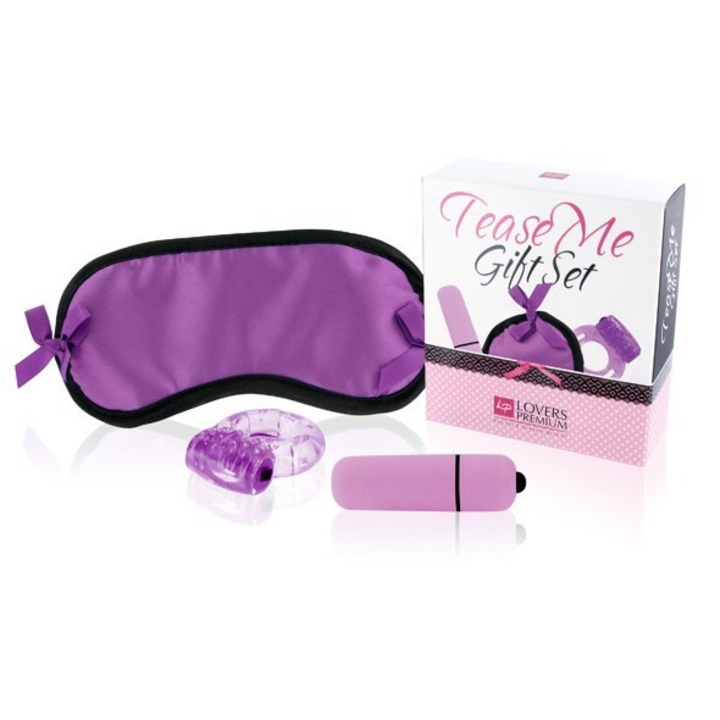 Set de accesorii BDSM, LoversPremium, Tease Me, violet, cu vibratii