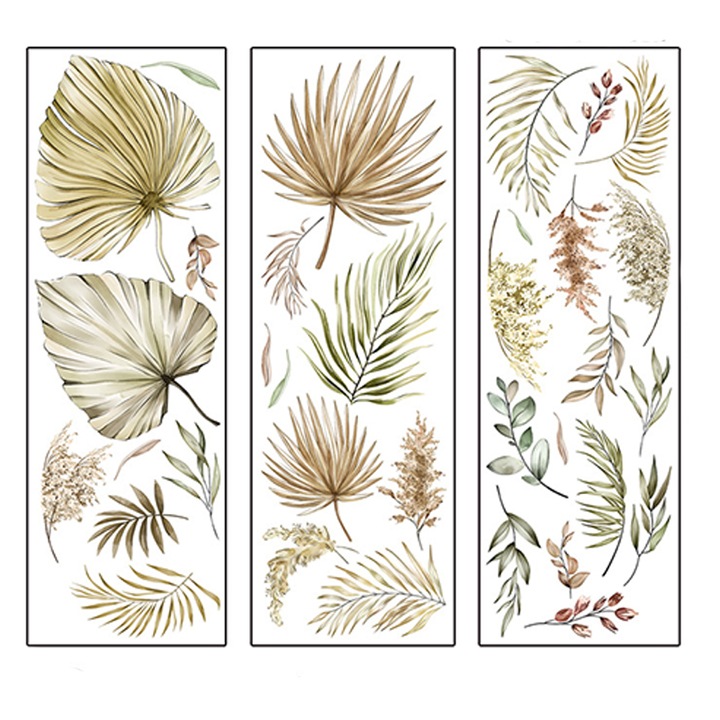Комплект декоративни стикери, AllizBan, растение, самозалепващи се, многоцветни, 3бр., 30x90CM