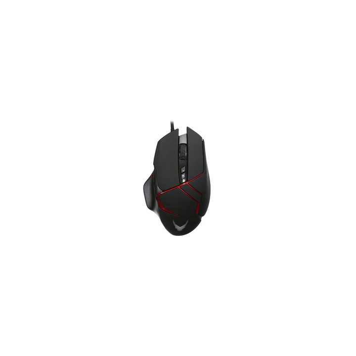 Mouse gaming cu fir, lumina led, 6 butoane, Rezolutie 1200/1600/2000/3200 dpi, USB 2.0