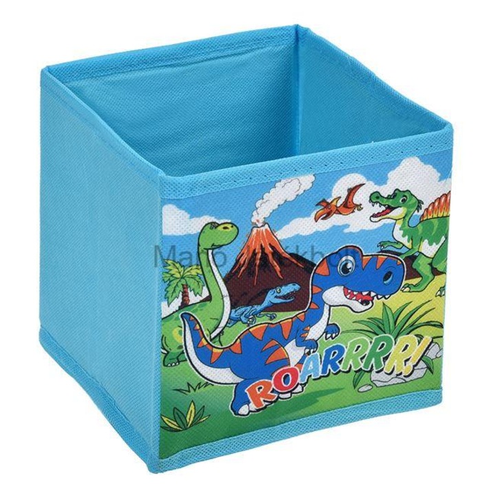Tároló doboz kék Dinoszauruszok 15x15x15cm, Happymax