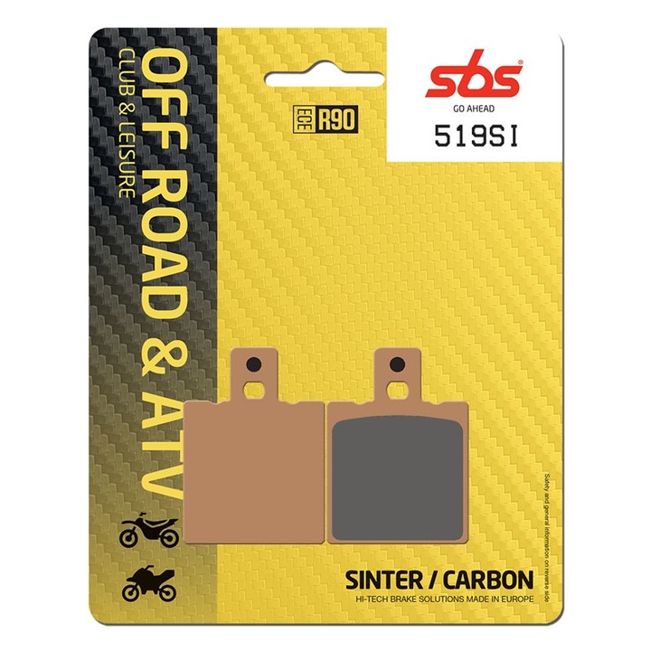 Set 2 bucati placute frana moto offroad si ATV, SBS 519SI - sinter / carbon
