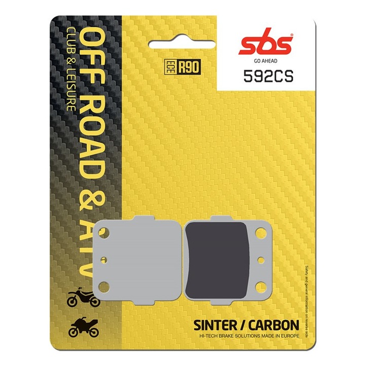 Set 2 bucati placute frana moto offroad si ATV, SBS 592CS - sinter / carbon