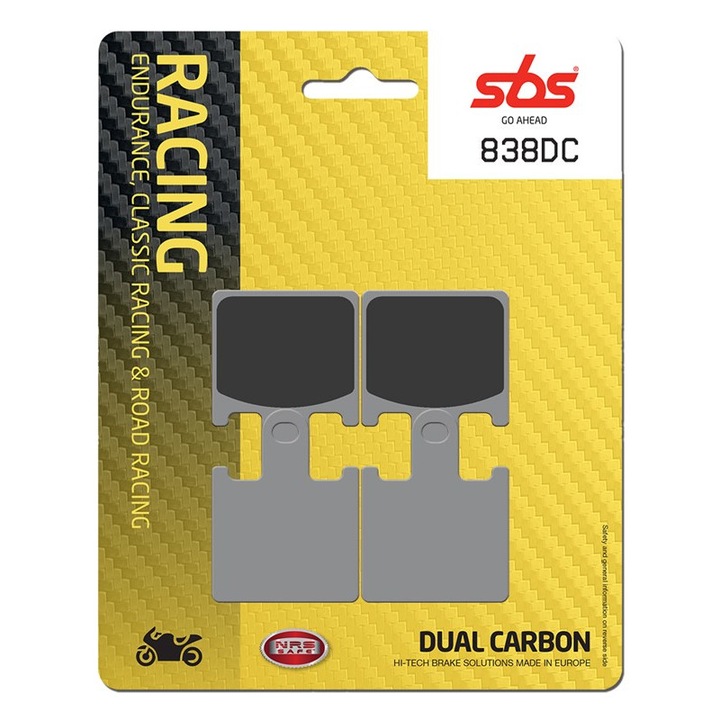 Set 2 bucati placute frana moto racing, SBS 838DC - dual carbon