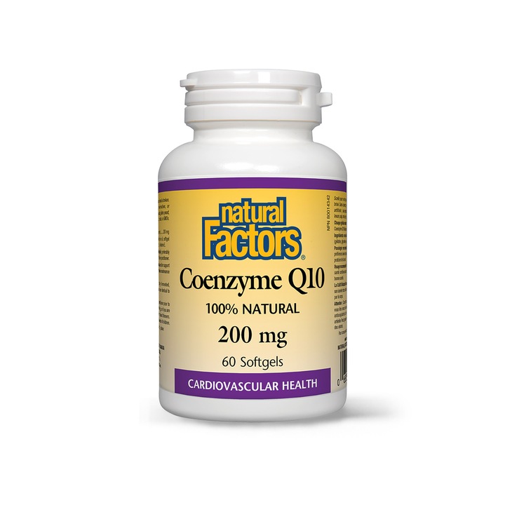 Coenzyme Q10, 200 mg, 60 gelule moi, Sustinere puternica pentru Inima si Sistemul Cardiovascular, Natural Factors