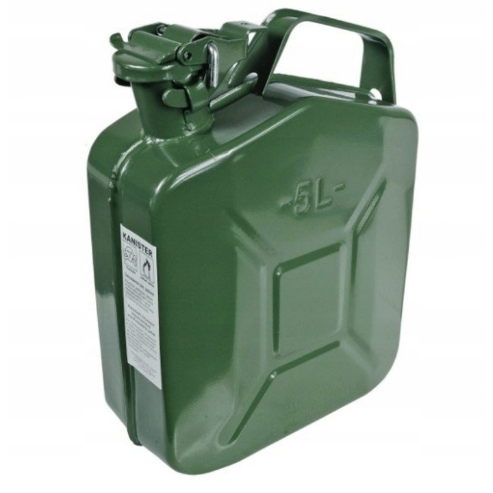 Canistra metalica, Stanmot, Pentru benzina, 24x31.5x12 cm, 5 l, Verde