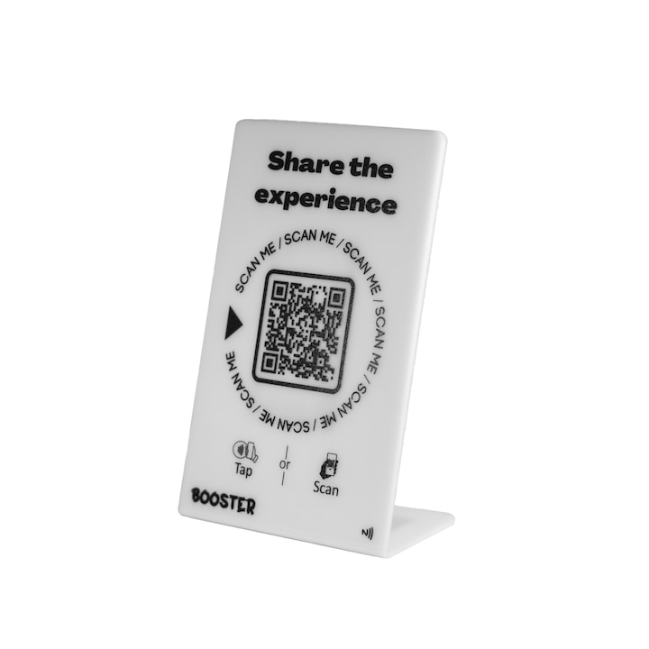Google Reviews NFC Stand, fényes fehér