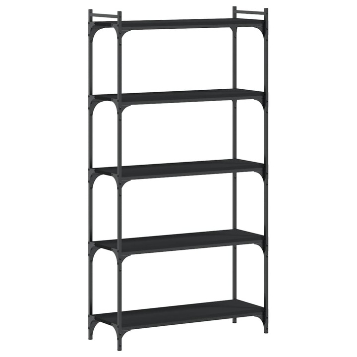 Biblioteca cu 5 niveluri vidaXL, negru, 80x30x154 cm, lemn prelucrat, 17 Kg