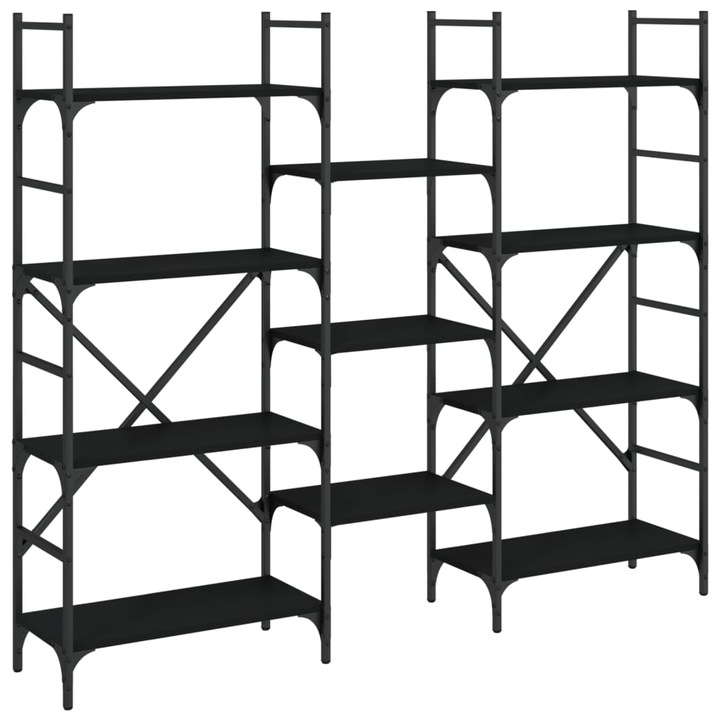 Biblioteca vidaXL, negru, 160x28,5x136,5 cm, lemn prelucrat, 24.9 Kg