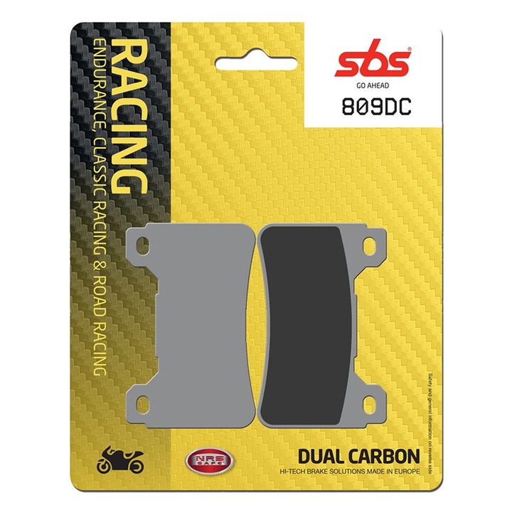 Set 2 bucati placute frana moto racing, SBS 809DC - dual carbon