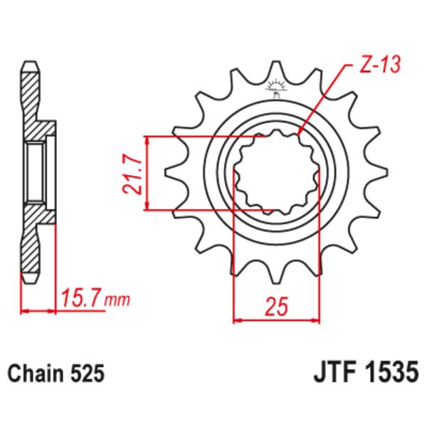 かjt さん！ Pinion fata JT Sprockets - JTF1535, 15 dinti pentru ZX-6R'98-02