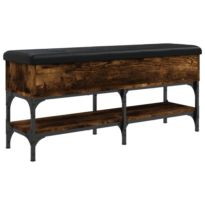 Banca de pantofi vidaXL, stejar fumuriu, 102x32x45 cm, lemn prelucrat, 16.6 kg