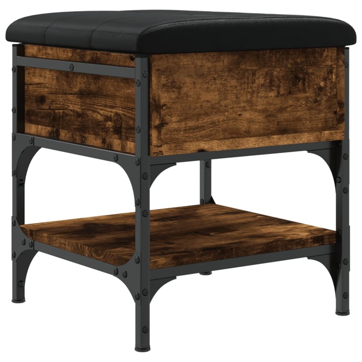 Banca de pantofi vidaXL, stejar fumuriu, 42x42x45 cm, lemn prelucrat, 8.95 kg