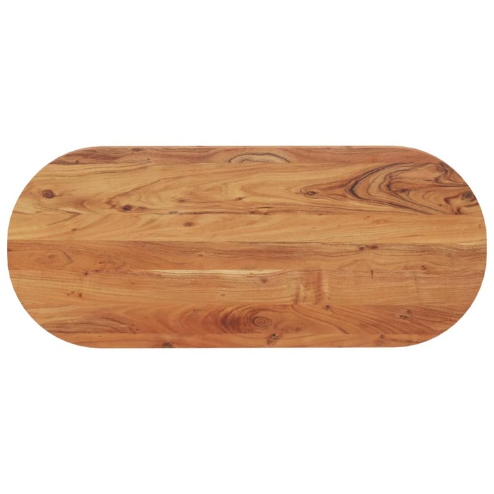 Blat de masa oval vidaXL, 140x60x3,8 cm, lemn masiv de acacia, 22.45 Kg